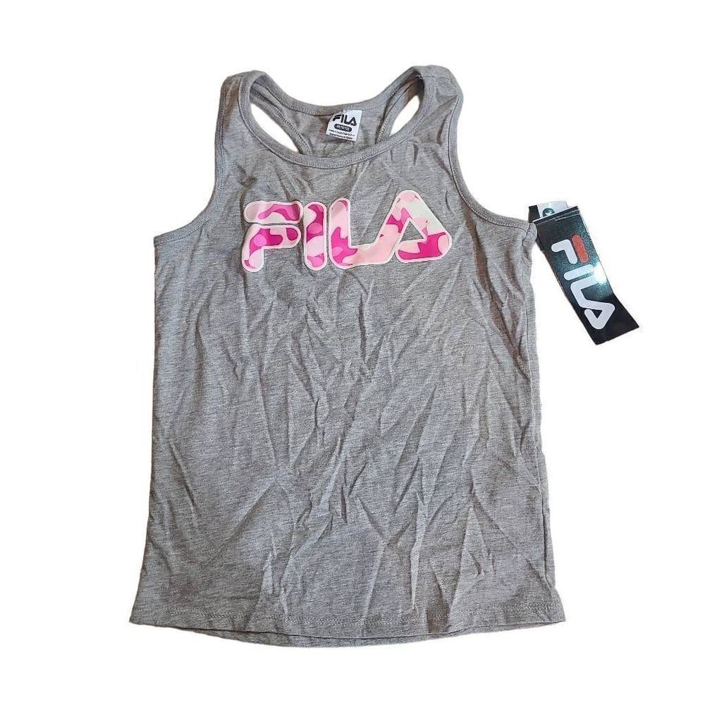 Girls Grey & Pink Camo Logo Fila Tank size‎ M